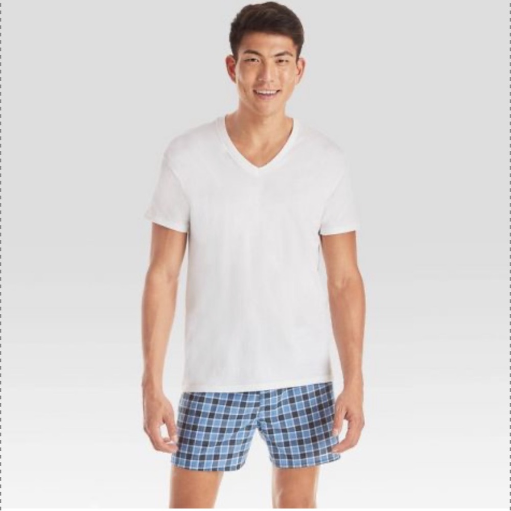 Hanes Mens V-Neck T-Shirt White - 5 Pack